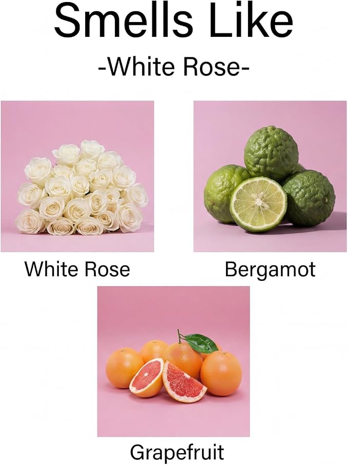 Aronica Reed Diffuser Refill 120ml - White Rose, Home Fragrance Flower Diffuser Oil Sticks, Bulgaria Rose Scent, Flower Aroma Liquid