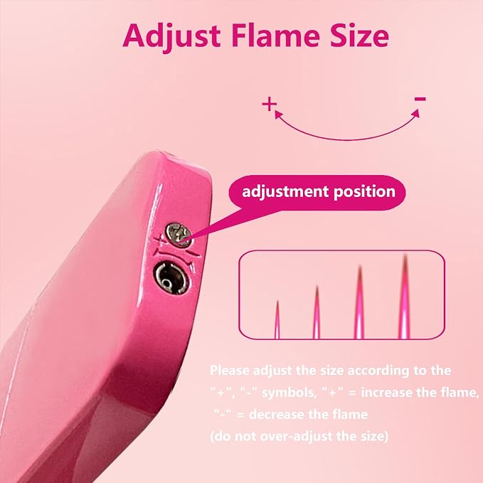 Torch Lighter, Pink Flame Lighter, Cute Pink Glitter Torch Windproof Cool Lighter, Metal Refillable Butane Lighter, Outdoor, Indoor, Camping, Candle, Birthday, Gift (Without Butane)