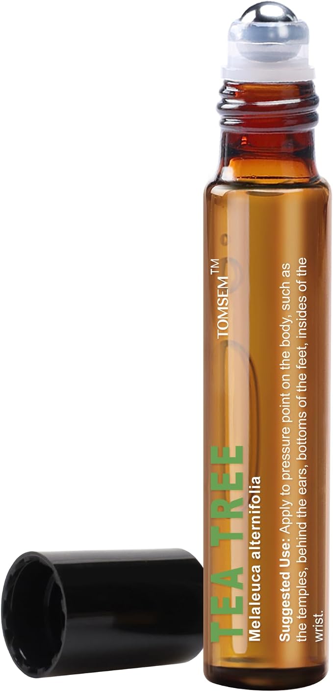 Tea Tree Oil Roll On, Tea Tree Essential Oil Rollerball for Skin Care, Scalp & Nail Care, Fresh Herbal Aromatherapy Roll-On, Portable Travel Size Essential Oil for Women and Men