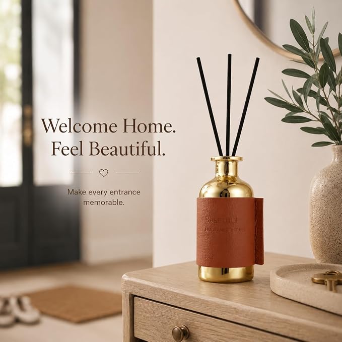 Reed Diffuser, Beautiful – 2.7 fl oz (80 ml) Romantic Floral Scented Reed Diffuser Set – Long Lasting Aromatherapy Oil for Bedroom, Office or Yoga Room – Best Gift for Women Mom Wife