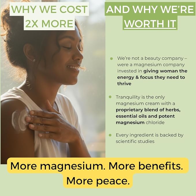 Rooted In 2X More Magnesium Cream – Stress Relief & Sleep with Ashwagandha – Calming Body Lotion for Women – Topical Magnesium Chloride, US Made – 4oz