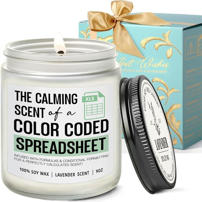 The Calming Scent of a Color Coded Spreadsheet Candle Funny Spreadsheet Gifts, Accountant Candle Gifts for Women Men, Funny Coworker & Friend Gift for Graduation Birthday, Lavender Candles 9OZ