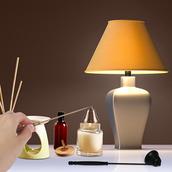 Candle Extinguisher with Long Handle, Metal Wick Snuffer Candle Snuffer Accessory with Long Handle for Scented Candle, Aromatherapy Candles for Putting Out Candles Flame (Red Copper)