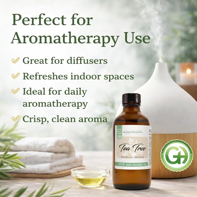Tea Tree Essential Oil – 4 fl oz – 100% Pure & Undiluted – Natural Aromatherapy & DIY Use – GreenHealth
