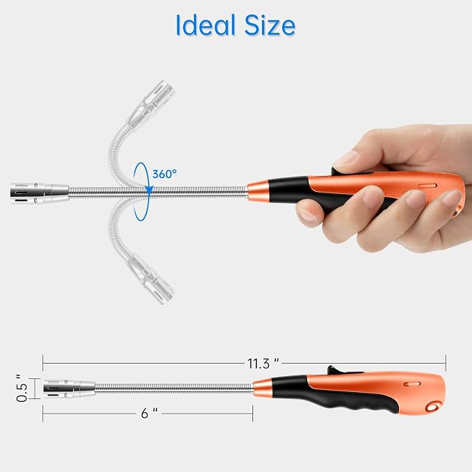 Butane Lighter with Visual Fuel Window for Kitchen Grill, Orange (No Butane)
