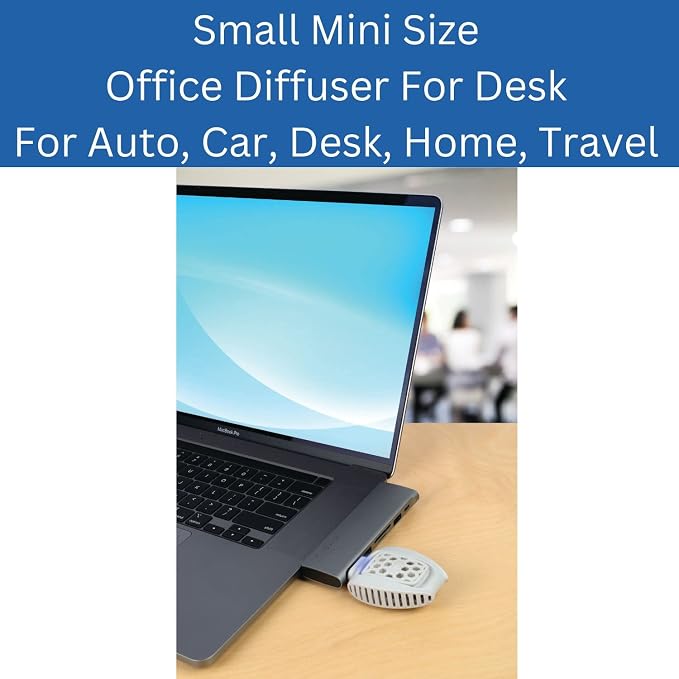 Mini Oil Diffuser USB Powered Essential Oil Car Diffuser. Small Diffuser. Use As Travel Diffuser, Desk Diffuser for Office Home. Mini Diffuser Essential Oil Car Freshener with Two Pads. Colors Vary