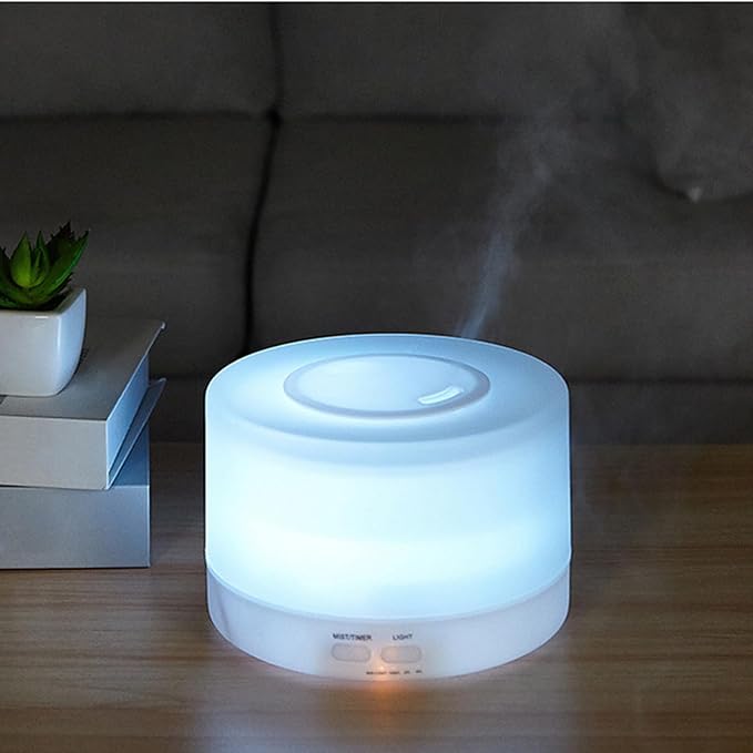 Generic Diffusers 500ml Essential Oil Diffuser with Adjustable Mist Mode, 2024 New Auto Off Aroma Diffuser 7-Colors lignts for Bedroom, Office, White