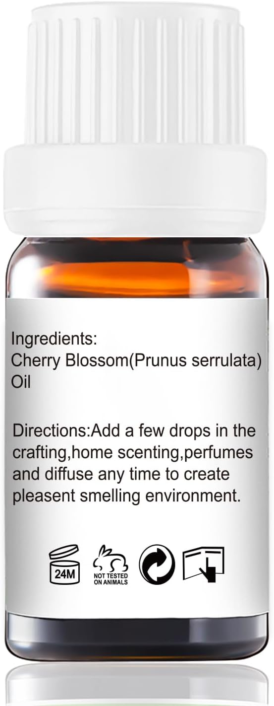 GM Gumili Cherry Blossom Essential Oil - Pure Natural Fragrance for Aromatherapy, Perfume Making, Candles, Soap, Room Spray, Diffuser Blends - Organic, 10mL Undiluted - Pack of 2