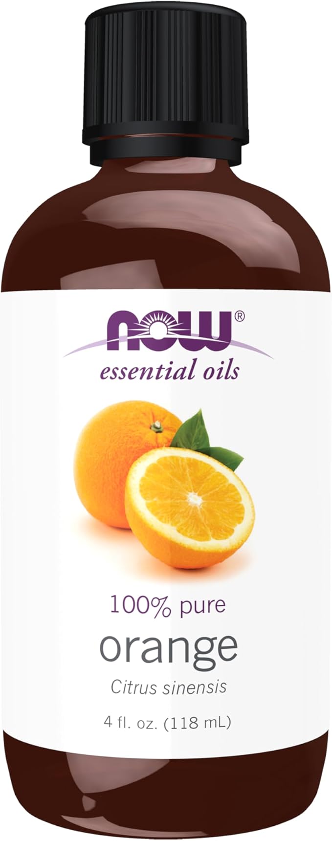 NOW Essential Oils, Orange Oil, Uplifting Aromatherapy Scent, Cold Pressed, 100% Pure, Vegan, Child Resistant Cap, 4-Ounce