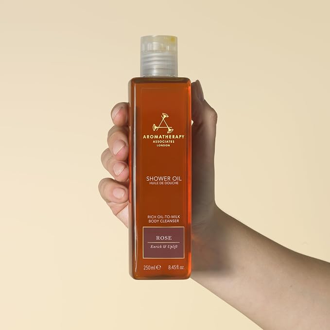 Aromatherapy Associates Rose Shower Oil. Soothing Blend of Rose, Geranium and Palmarosa Essential Oils to Cleanse, Nourish and Moisturize (8.45 fl oz)