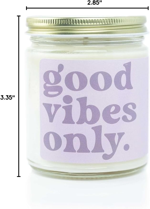 Austy Lou ‘Good Vibes Only’ Soy Candle – 9oz – Grapefruit Champagne Ginger Scent – Clean Burn, Handcrafted, Vegan, Fun Gift Idea