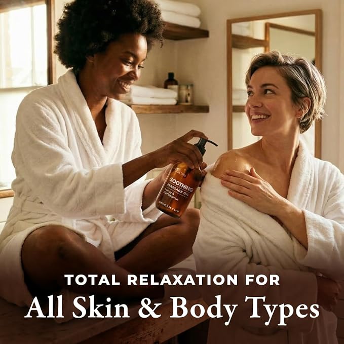 Gya Labs Soothing Massage Oil - 6.76 Fl Oz - Eases Tension and Comforts Tired Muscles for Relaxation, Soothing Massage Oil Hydrates Skin - Non-Greasy Formula, Non-GMO and Cruelty-Free