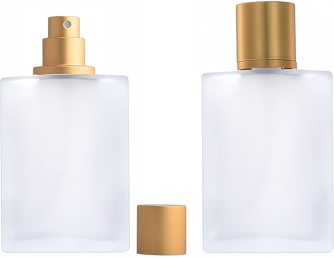 2 Pack 100ml Frosted Glass Spray Bottle Perfume Atomizer,Refillable Fine Mist Spray Bottle,Portable Fragrance Perfume Dispenser for Travel
