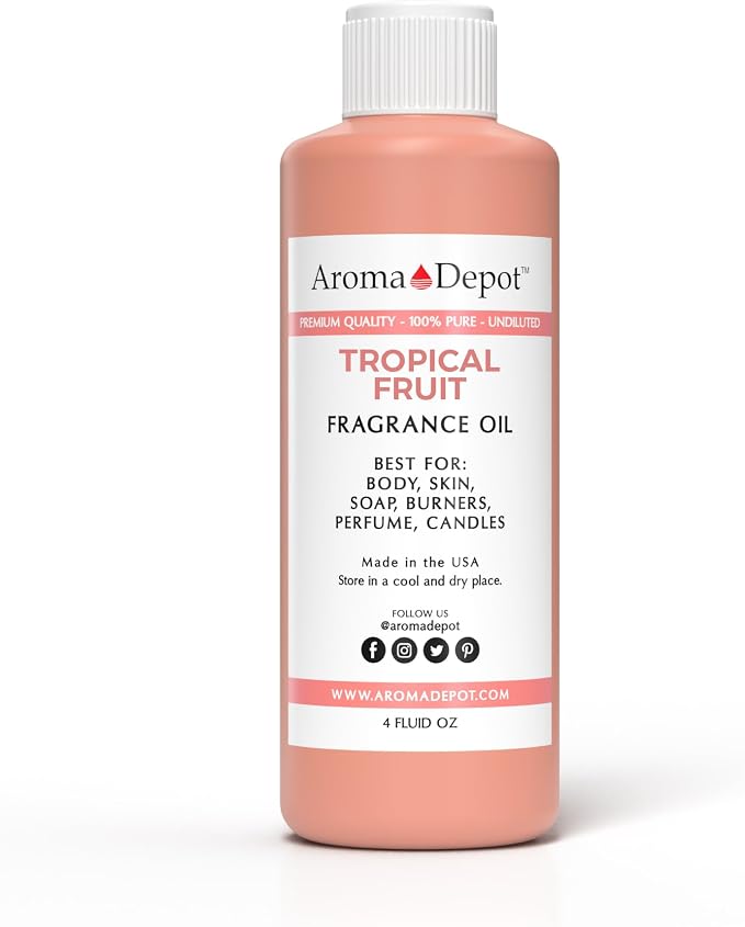 Aroma Depot Tropical Fruit 4 fl oz. Fragrance Oil I Perfume I Skin Oil I Scented Oil for DIY Projects Bath Bombs, Body Butters, Creams & Lotions. Works for Diffuser, Burners, or Warmers.