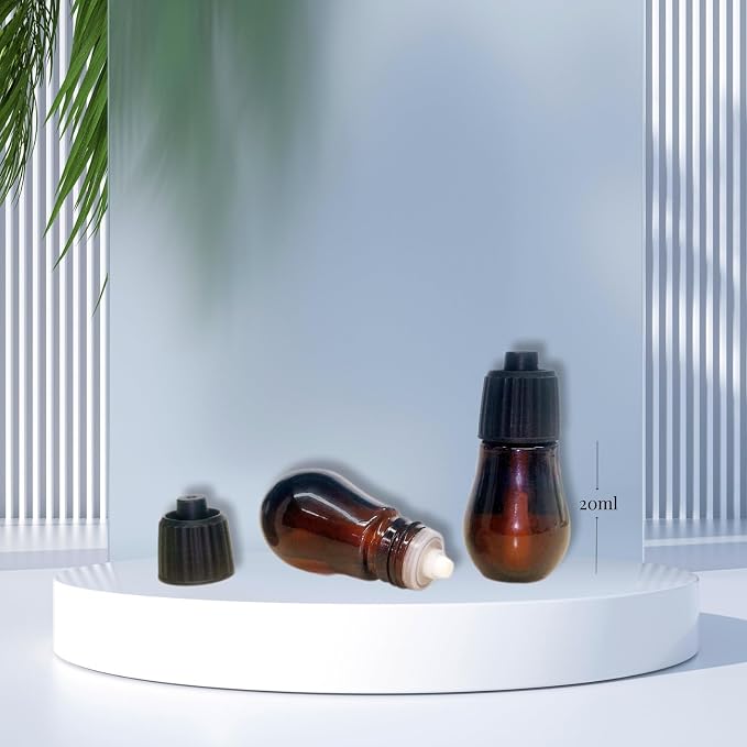 20ml Empty Glass Bottles 3Pcs +18 Oil Cores +1 Mini Funnel - Refillable Liquid Storage Vials Test Container- Great for Essential Oils Perfumes and DIY Aromatherapy Fits Waterless Diffuser