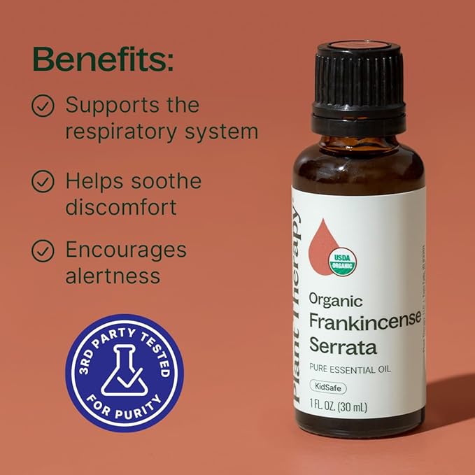 Plant Therapy Organic Frankincense Serrata Essential Oil 100% Pure, USDA Certified Organic, Undiluted, Natural Aromatherapy, Therapeutic Grade 30 mL (1 oz)