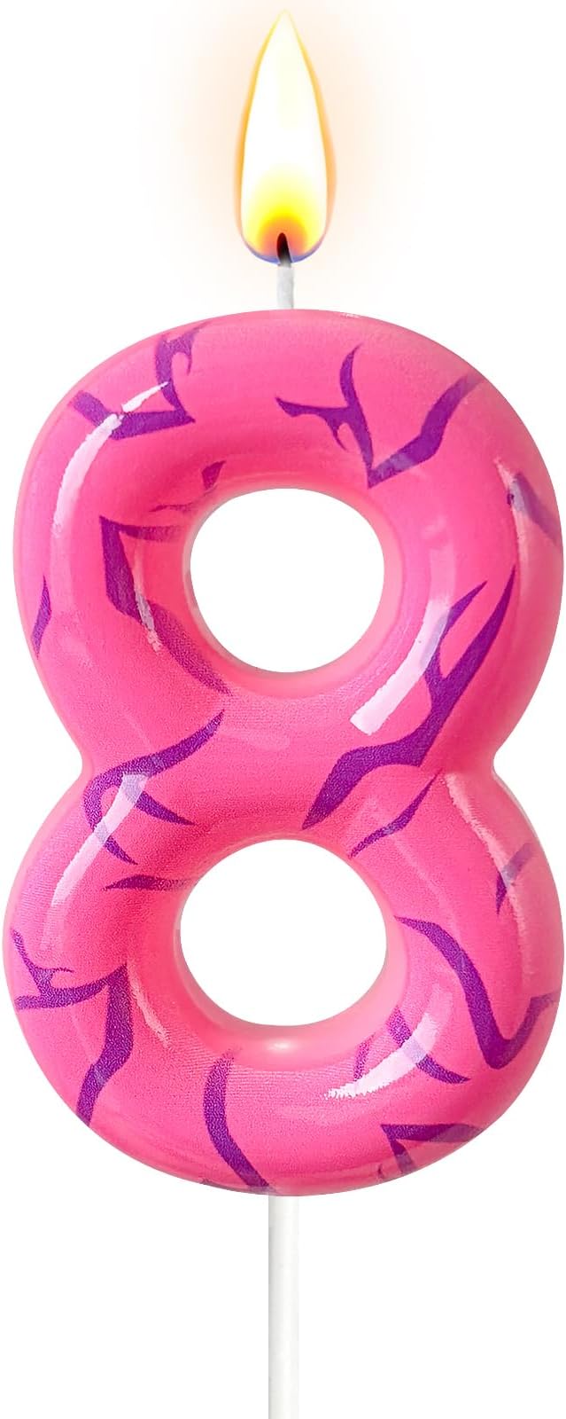 Number 8 Birthday Candle for Cake – Pink Gradient Number Candle with Mystic Rune Pattern, Decorative Cake Topper for Anniversary & Celebration