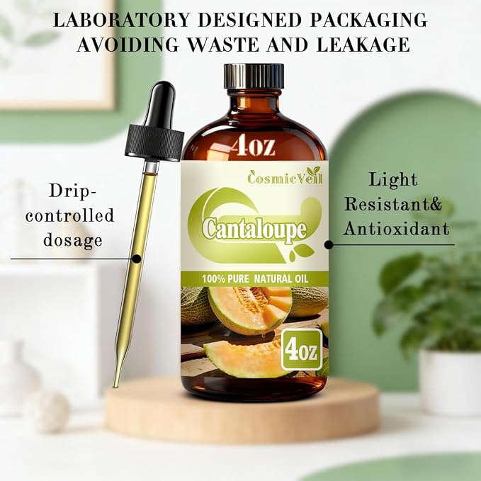 Cucumber Melon Essential Oil for Aroma Diffuser,Humidifier,Home Fragrance,Cleaning,Body Care,Massage,Yoga,DIY Candle,DIY Soap CosmicVeil（Cucumber Melon，4 Fl Oz (Pack of 1)）