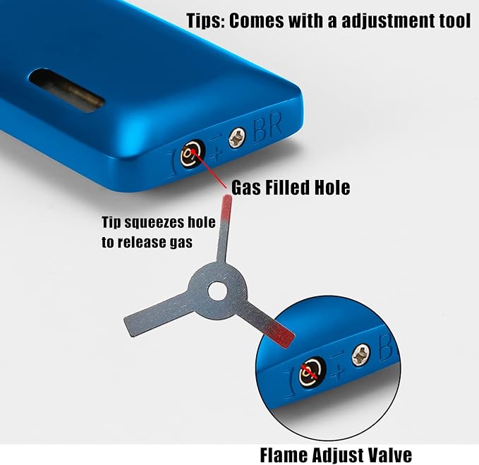 Futlidys 2 Pack Mini Torch Lighter Butane Refillable, Double Flame Butane Lighter with Visible Window, Adjustable Jet Lighter, Great Gifts for Men and Women, Without Gas (Blue)