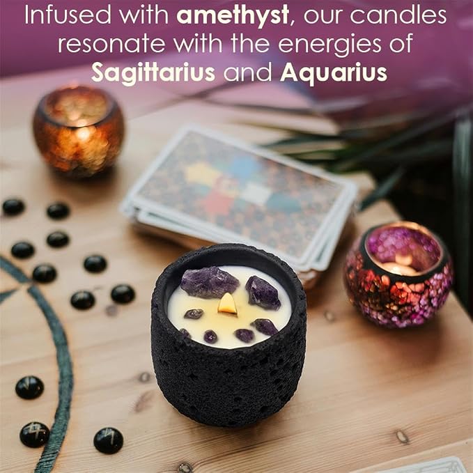 Jasmine Scented Healing Crystal Candle - Relaxing Bath Candle with 100% Soy Wax & Essential Oil, Ideal Aromatherapy for Home, Birthday Gift for Sagittarius & Aquarius