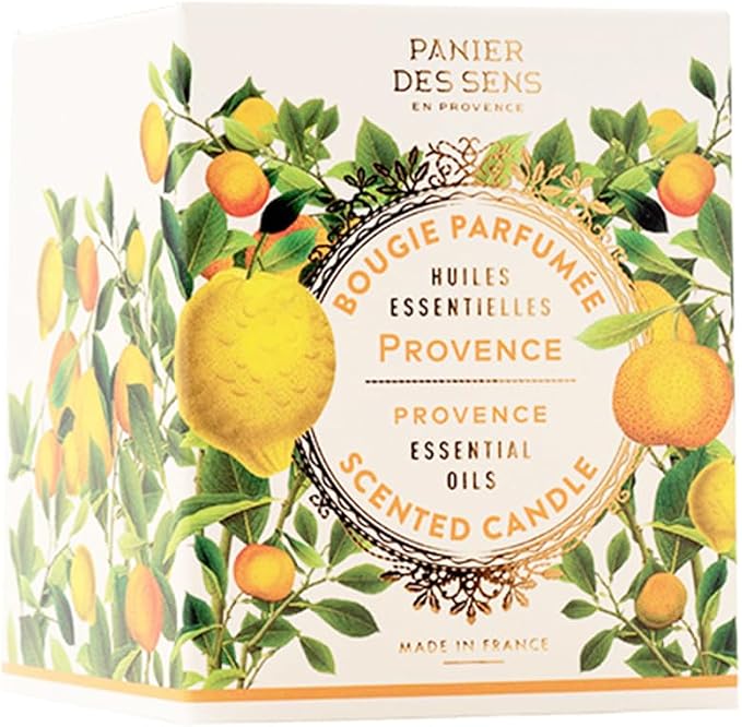 Panier des Sens Citrus Candle - Hand-Poured in Provence, France - Long Lasting Scented Candles - up to 55 Hours Burn Time - Citrus Scented Candle - 100% Natural Cotton Wick - 6.3 oz