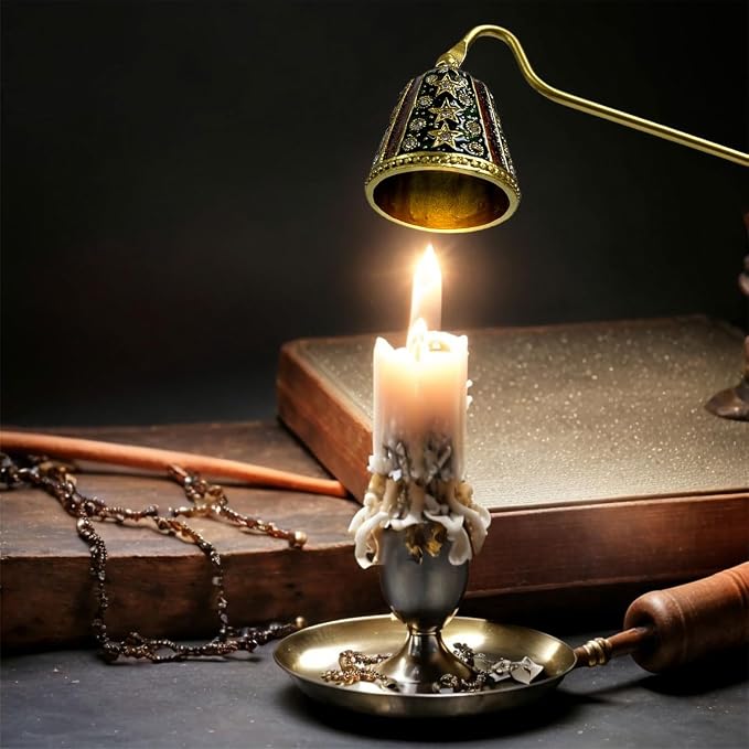 Candle Snuffer Vintage Unique Candle Extinguisher Snuffer with Long Handle Decorative Candle Extinguisher Metal Candle Stopper Candle Accessories Gift (Black)