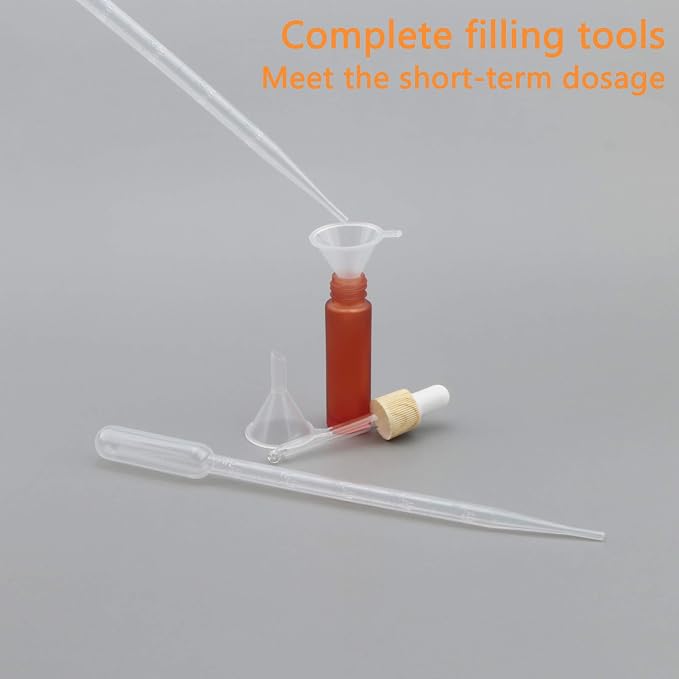 Ellbest 10ml Essential Oil Glass Dropper Bottle, 10pcs Small Glass Bottles with Eye Dropper, Refillable Sample Vials with Funnels & Dropper for Travel (Matte Orange)