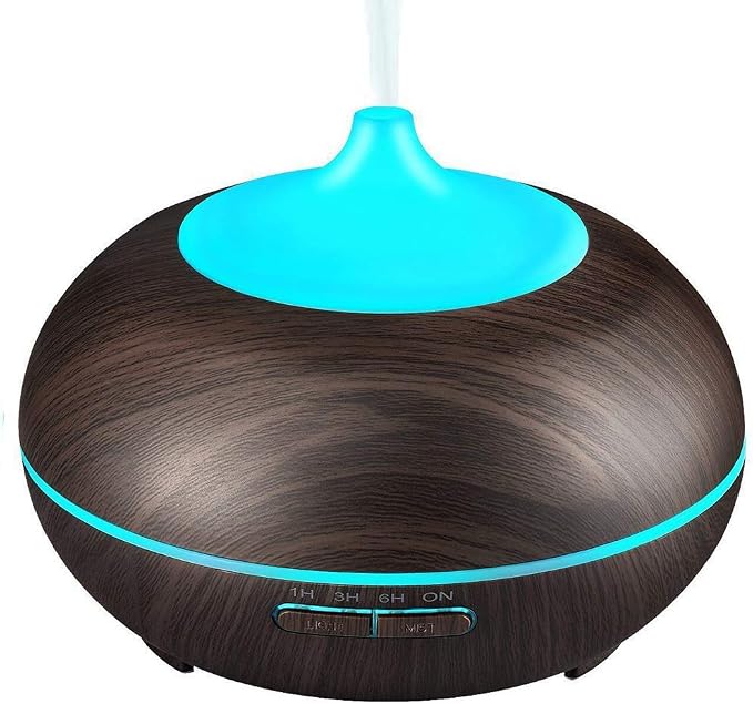 Aromatherapy Essential Oil Diffuser, JoySusie 300ml Wood Grain Ultrasonic Cool Mist Whisper-Quiet Humidifier with Color LED Lights Changing & 4 Timer Settings, Waterless Auto Shut-Off for Spa Baby