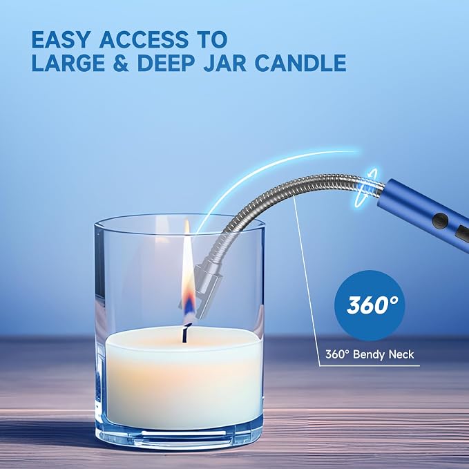 Flame bird 2 Pack Electric Candle Lighter Flameless Arc Windproof Flexible Long Neck USB Rechargeable Lighter for BBQ Grill Fireworks Camping.(Blue)