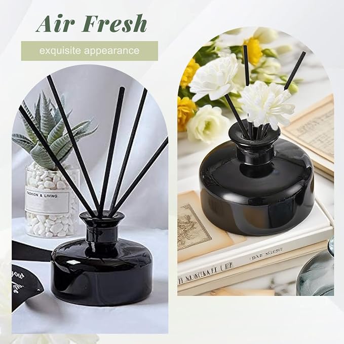 200ML/6.7OZ Black Glass Diffuser Bottle Empty Refillable Aromatherapy Container Jar for Perfume Fragrance Essential Oils