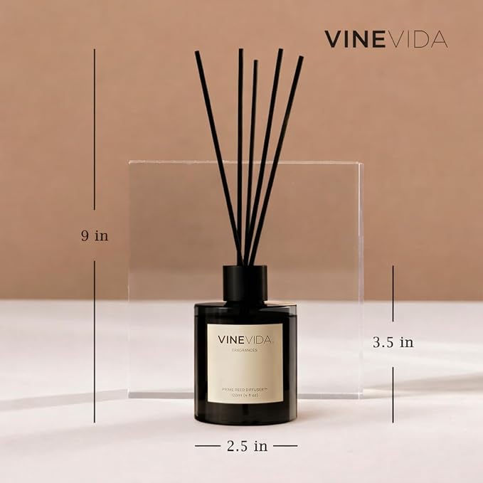 VINEVIDA | Jasmine | Reed Diffuser for Home & Bathroom | Long-Lasting Scent Sticks Set | Oil Stick Diffuser | Bathroom Scent
