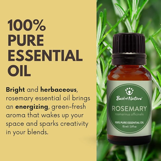 Rosemary Essential Oil for Diffuser Aromatherapy – Best of Nature 100% Pure Undiluted Oils for DIY, Home Fragrance, and Topical Use