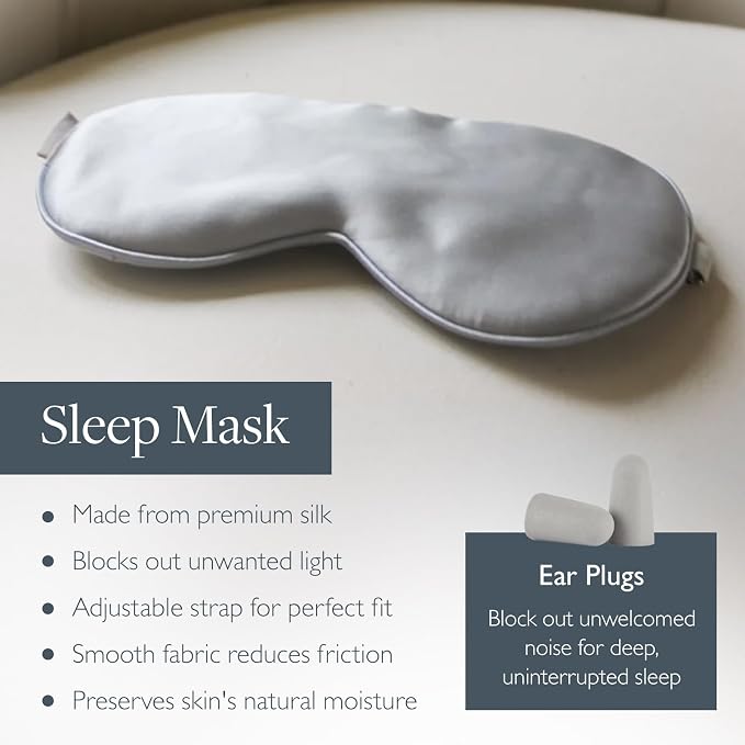 Scentered Sleep Essentials Travel Sleep Gift Set - Aromatherapy Sleep Well Balm, Luxury Silk Eye Mask & Ear Plugs for Sleeping - Lavender Essential Oil Blend - Self-Care Gifts for Women