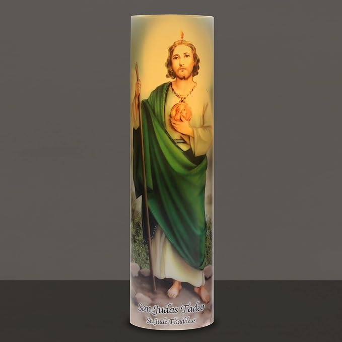 Stonebriar St. Jude Flameless LED Devotional Prayer Candle with Automatic Timer