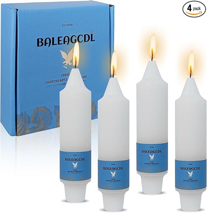 Smokeless Candlesticks Short Taper Candle,Unscented 5 Inches White Candle Sticks Dripless Tapered Candles for Weddings Festive Women Gifts(Set of 4-White)