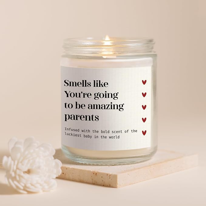 SteadStyle New Parents Gifts for Couples, Soy Wax Lavender Scented Candle - Gender Reveal Gifts for Parents to Be (7oz)