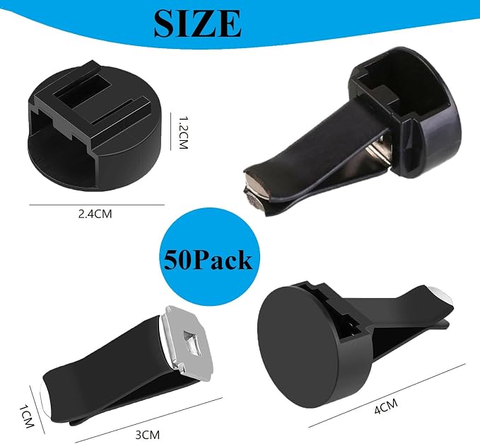 Car Air Vent Clips with Slot Head，Air Freshener Clip Auto Fragrance Pads replacement clips DIY Decorations for Office Home Automotive(50pcs，Black)