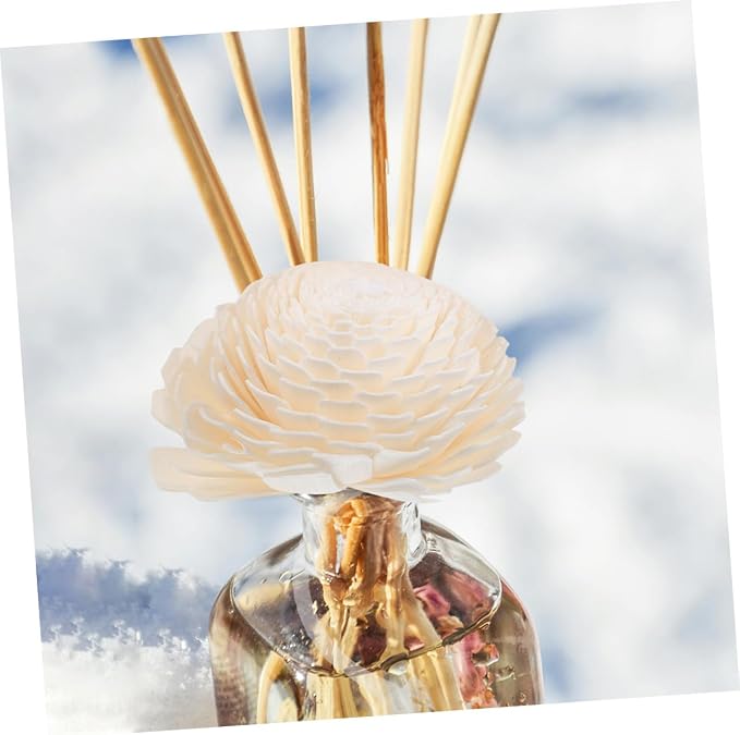 NOLITOY Diffuser Mixed Sola Flowers, Natural Material Cotton Reed Wood Flowers Decorative Refill Wood Diffuser with Rope