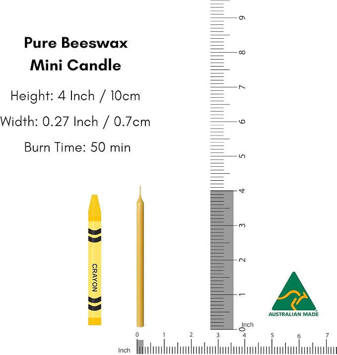Australian Made 50 Minute Pure Beeswax Mini Meditation Candles, Non Toxic Beeswax Meditation Candle for Intention Setting, Stress Relief, and Daily Meditaiton (60pc Pack)