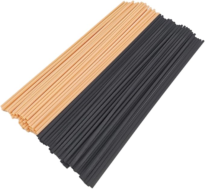 100PCS Black and Natural Fiber Reed Diffuser Sticks 12 Inch Long 4mm Diameter Strong Absorption Refill Replacement Reeds for Diffuser Stick Essential Oil Scented Aroma Fragrance Rod for Home