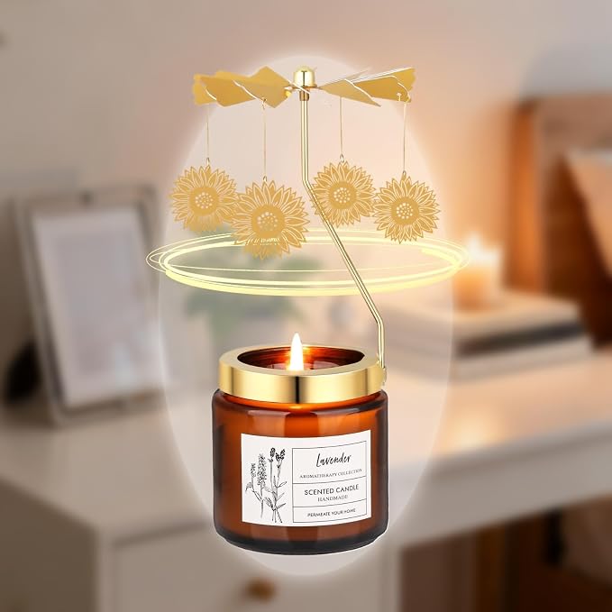 Candles Gifts for Women, Birthday Gifts for Daughter Sister Mom Wife, Unique Gift for Friend Women Rotatable Lavender Candles Gift for Anniversary Christmas Mothers Day