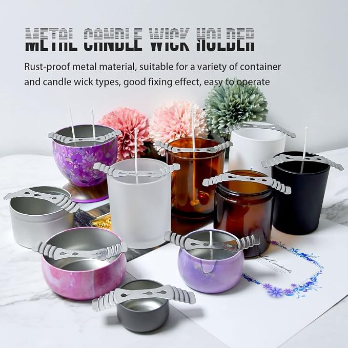 20pcs Metal Candle Wick Holder, Candle Wicks Centering Tools, Wick Setter, 3 Holes Stainless Steel Device for DIY Candle Making Supplies.