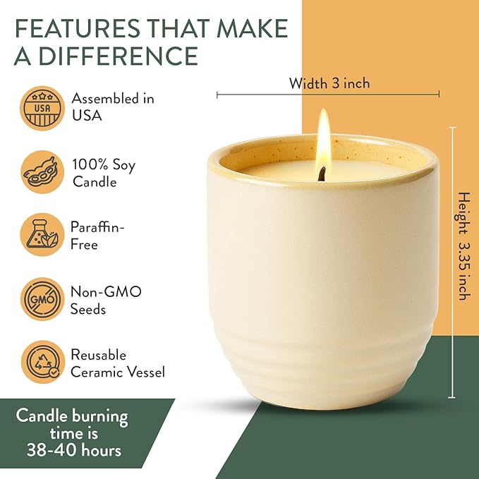 Modern Sprout - 2-in-1 Soy Candle & Planter - Golden Moments (Cali Lemon, Amber, Moss) 6 Oz Scented Candle with Sage Seeds - Dual Purpose Jar - 38-40 Hour Burn – Perfect Plant Lovers Gift