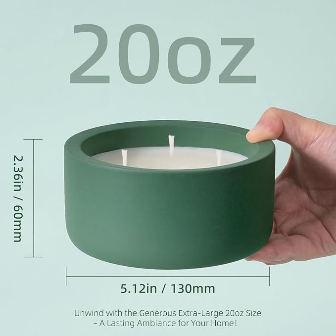 Viyffo 20oz Large Scented Candle - Lemongrass & Bergamot, 3 Wick Home Scented Candle for Women and Men, Non Toxic Soy Candle, Green Ceramic Jar, Luxury Home Fragrance, Room Décor & Birthday Gift