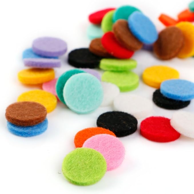 Maromalife 60 PCS Essential Oil Refill Pads, 0.67 Inch Felt Pads Aromatherapy Replacement Pads for Diffuser Necklace Diffuser Bracelet Car Diffuser Vent Clip Multi-Colored