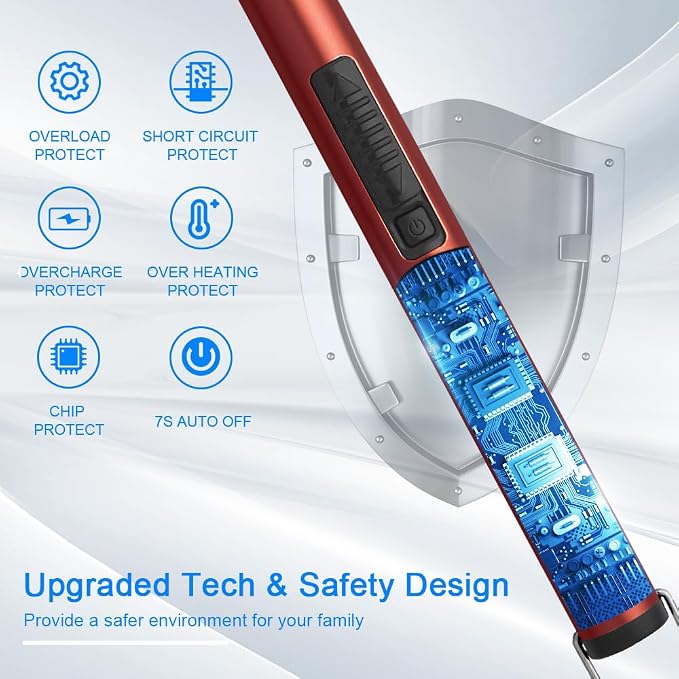 Candle Lighters USB Rechargeable Arc Electric Lighter with 360° Flexible Neck for Candle BBQ Camping (Red)