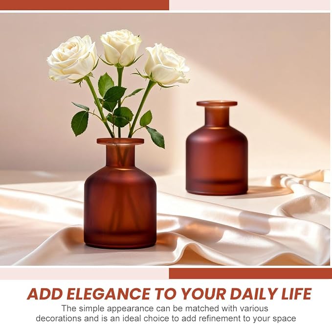 130ML/4.3OZ Amber Red Glass Diffuser Bottle Empty Refillable Aromatherapy Container Fragrance Accessories for Essential Oils & DIY Crafts