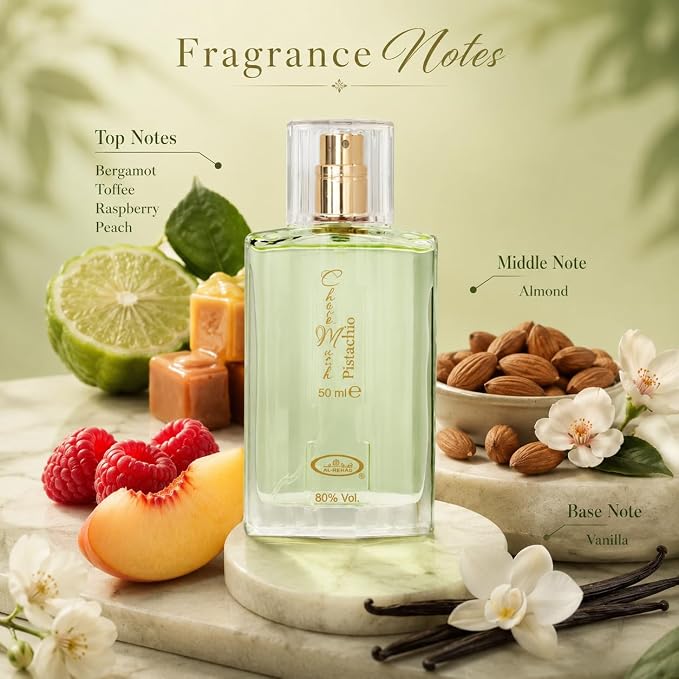 Al Rehab Choco Musk Pistachio Eau de Parfum Spray for Unisex, 1.65 Ounce / 50 ml