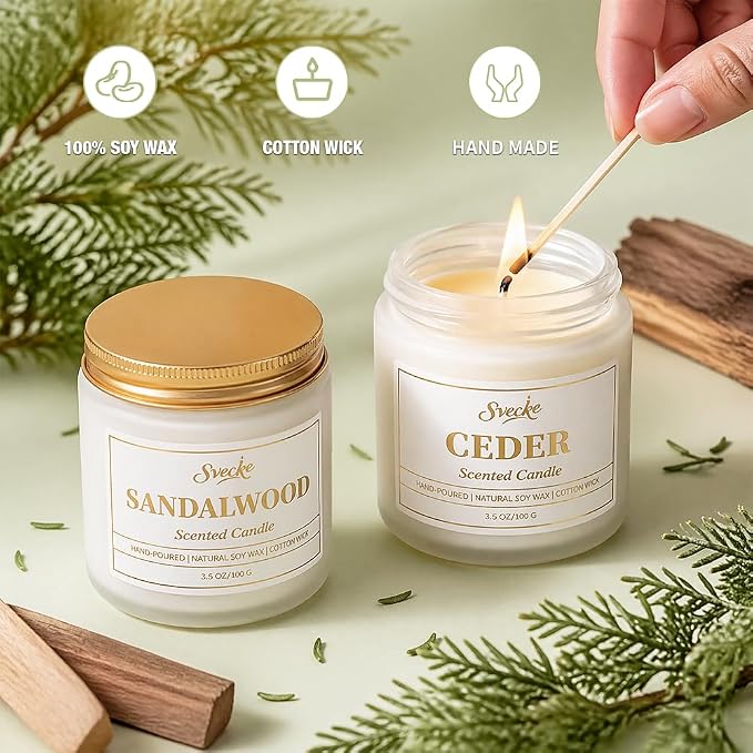 Scented Candles Set, 7 oz 2 Pack Soy Wax Jar Candles, Home Aromatherapy Candle Gift Set for Women Men, Candle Gifts for Birthday Housewarming New Home