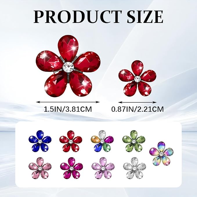 5PCS Bling Daisy Flower Car Air Vent Clips, Car Diffuser Vent Clip, Sparkling Crystal Rhinestone Cute Auto Air Conditioning Clamp, Diamond Air Outlet Clip Decor for Women Girls (Red)